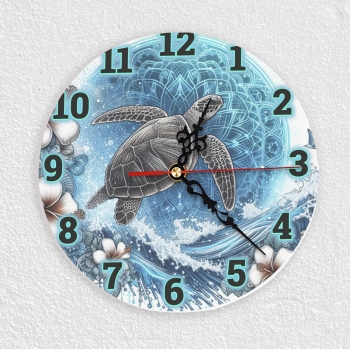 Wanduhr aus Glas mit Wichtel Cowboy Motiv